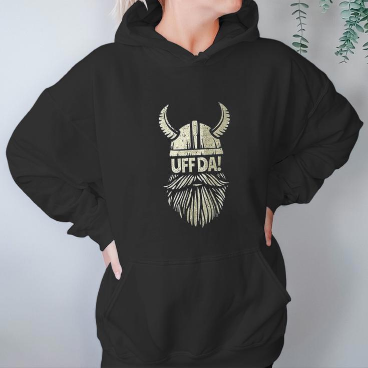 Uff Da Norwegian Quote Scandinavian Viking Helmet Beard Man Hoodie Gifts for Women