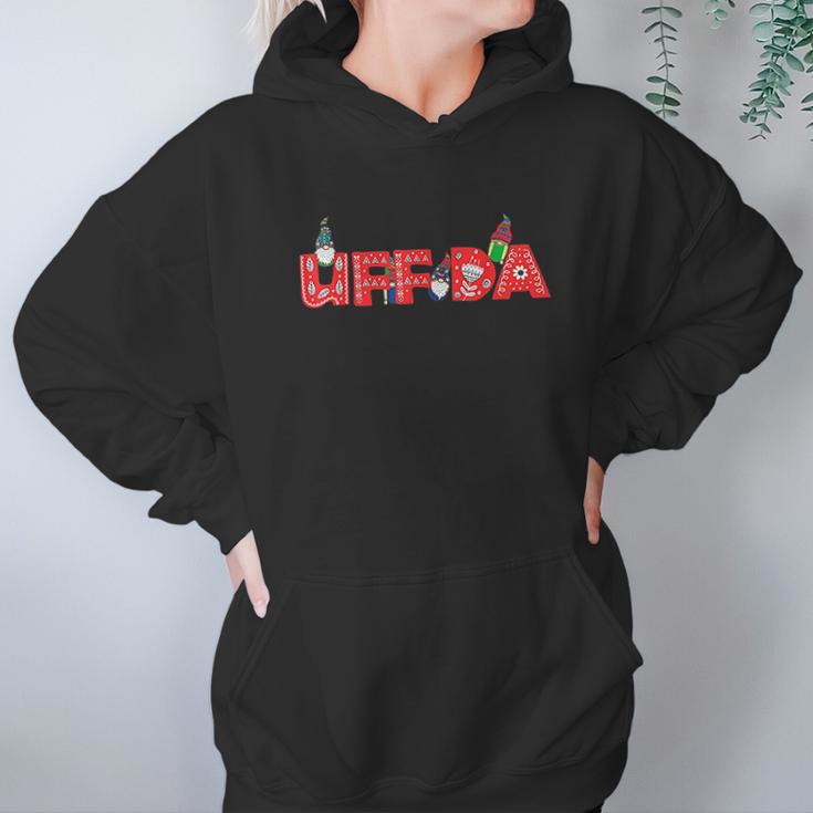 Uff Da Norwegian Scandinavian Norway Tomte Gnome Funny Hoodie Gifts for Women