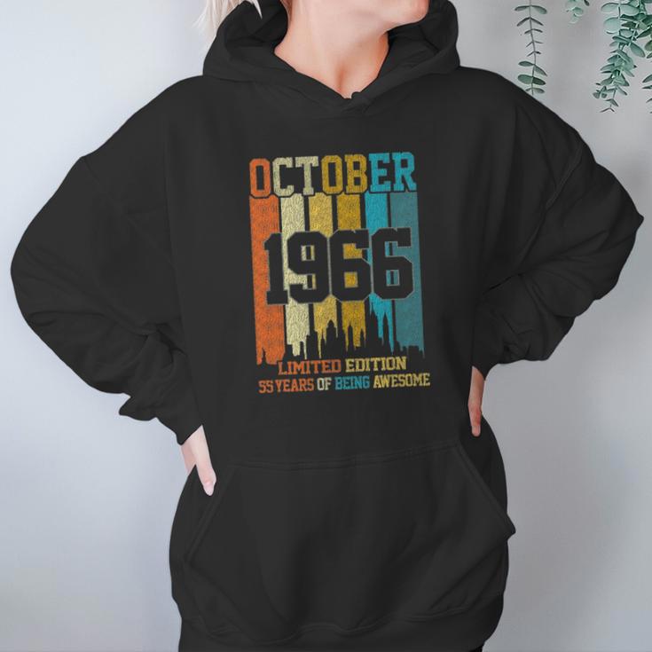 Vintage 1966 55 Years Old Made In October 1966 55Th Bday Hoodie Gifts for Women