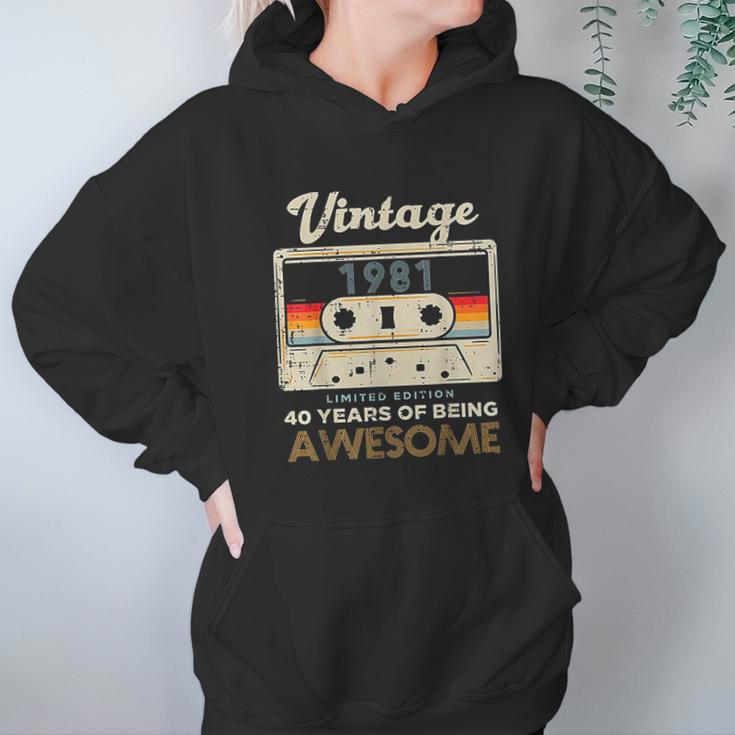 Vintage 1981 Cassette Tape 41 Awesome 41St Birthday Gift Hoodie Gifts for Women