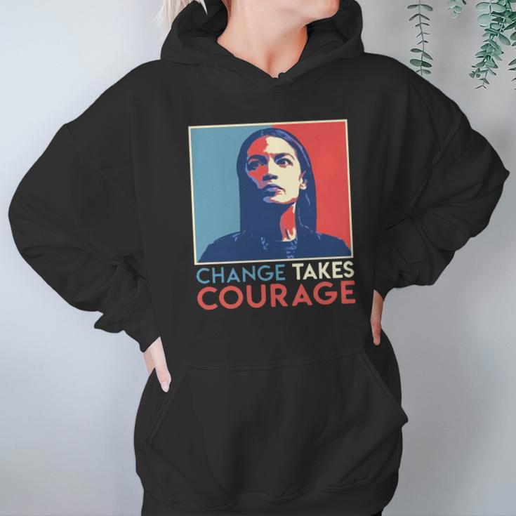 Vintage Alexandria Ocasio Cortez Aoc Change Takes Courage Vintage 2020 T-Shirt Hoodie Gifts for Women