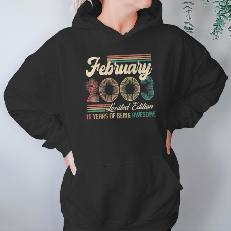 Vintage February 2003 Limited Edition 19 Years Old Birthday Hoodie Gifts for Women