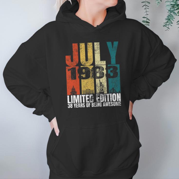 Vintage July 1983 Bday Costume 38 Years Old 38Th Birthday Hoodie Gifts for Women