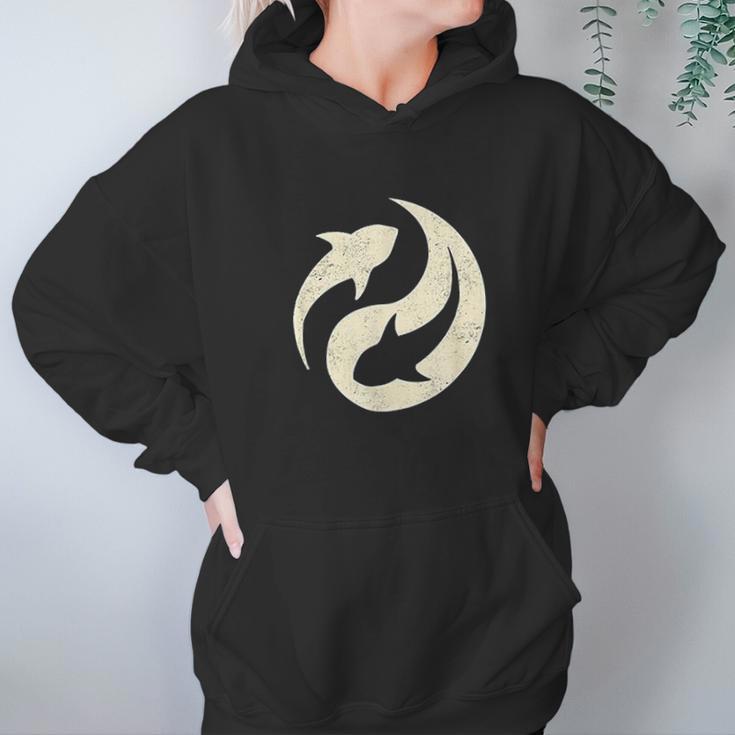 Vintage Ocean Conservation Yin Yang For Shark Lovers Hoodie Gifts for Women