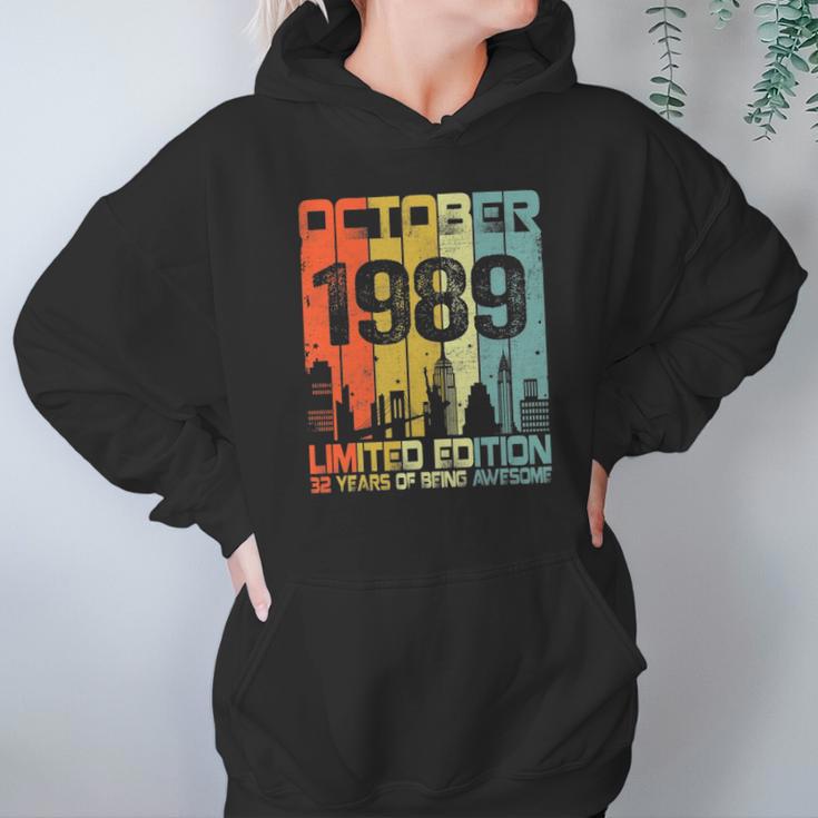 Vintage October 1989 Funny 32Nd Birthday 32 Years Old Gift Hoodie Gifts for Women