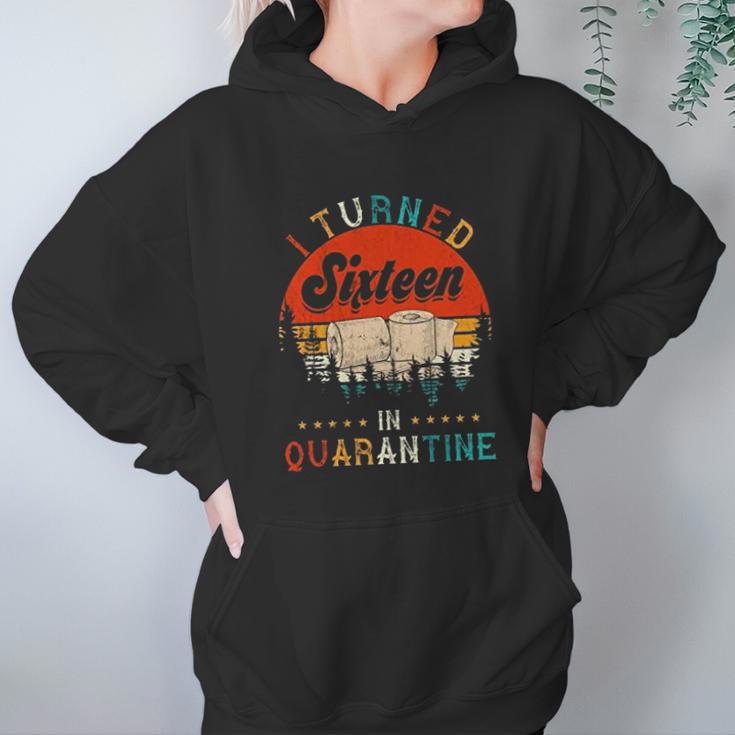 Vintage I Turned Sixteen 16Th Birthday Celebration In Social Distancing Hoodie Gifts for Women