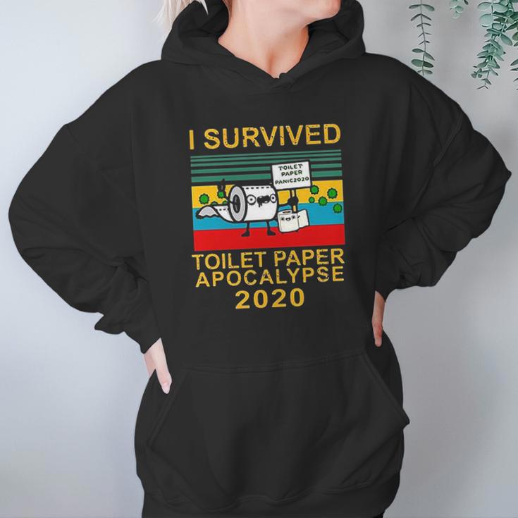 Vintage Version I Survived Toilet Paper Apocalypse 2020 Funny Hoodie Gifts for Women