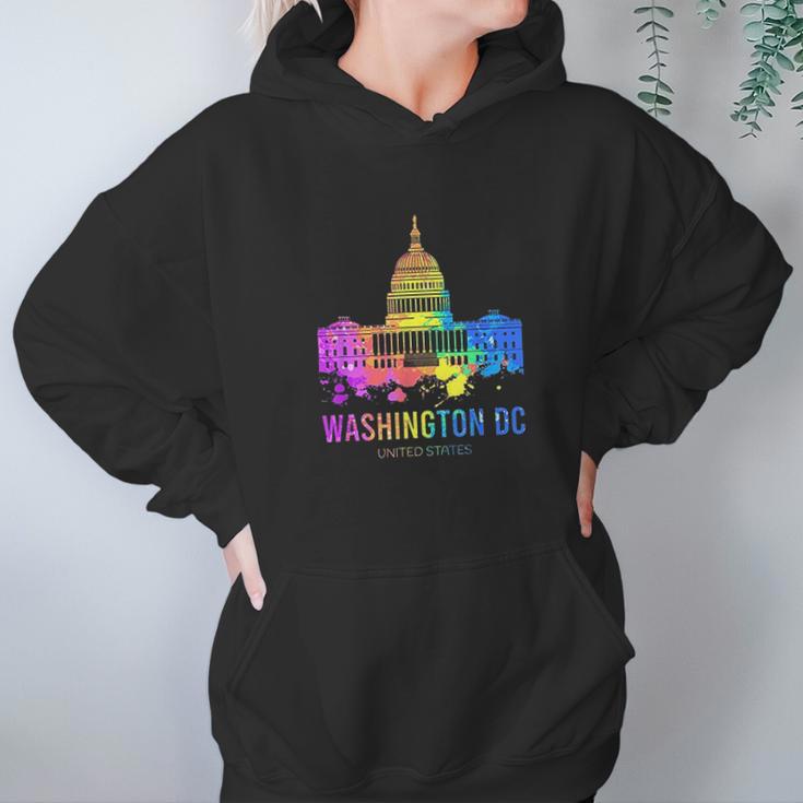 Washington Dc Skyline Watercolor Souvenirs Gifts Us Capitol Hoodie Gifts for Women