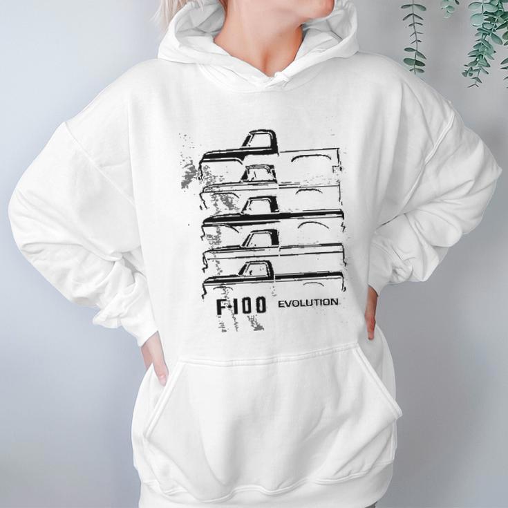 1953 To 1977 Ford F100 Pickup Truck Evolution Classic Outline Design Hoodie Gifts for Women