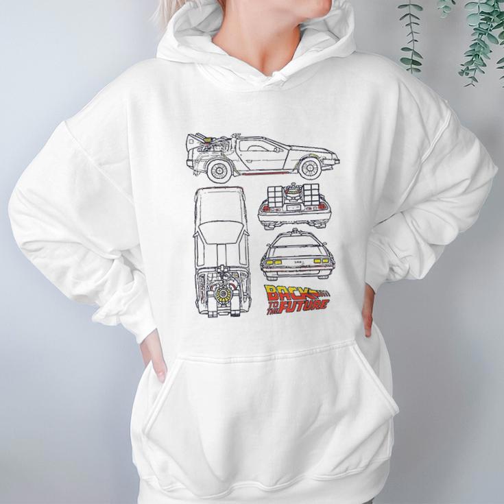 Back To The Future Delorean Blueprint Hoodie Gifts for Women