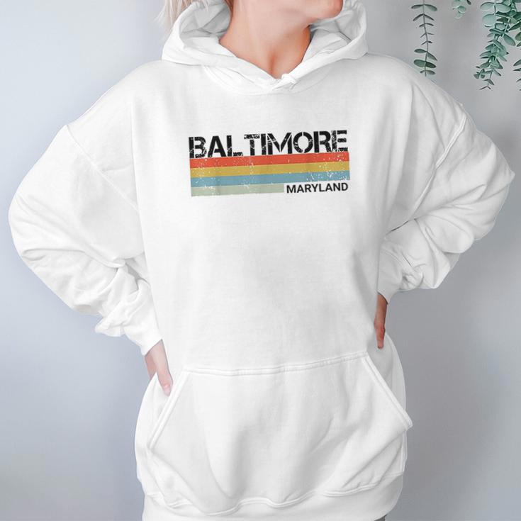 Baltimore Maryland Retro Vintage 80S Stripes Hoodie Gifts for Women