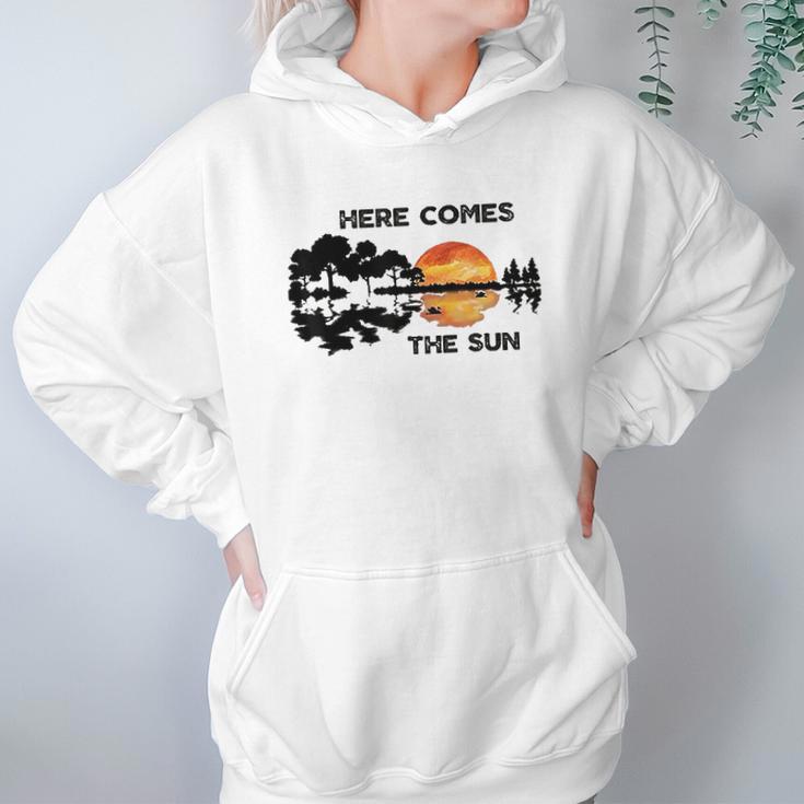 Here Comes The Sun Guitar Silhouette Music Lover Graphic Hoodie Gifts for Women