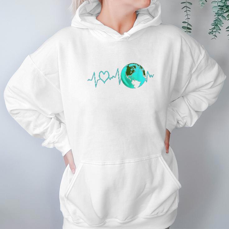 Earth Day Heartbeat Recycling Climate Change Activism Gift Hoodie Gifts for Women