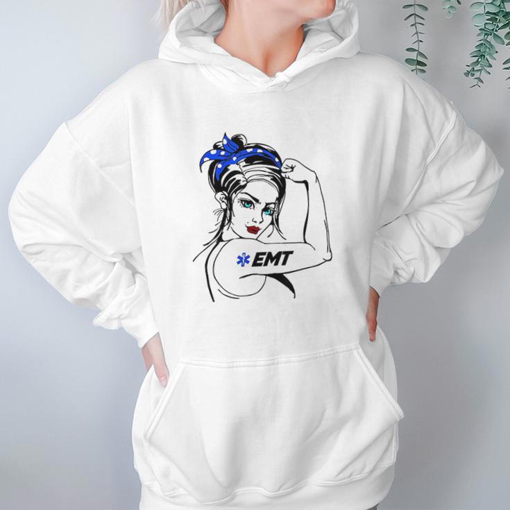 Ems Emergency Emt Rosie The Riveter Hoodie Gifts for Women