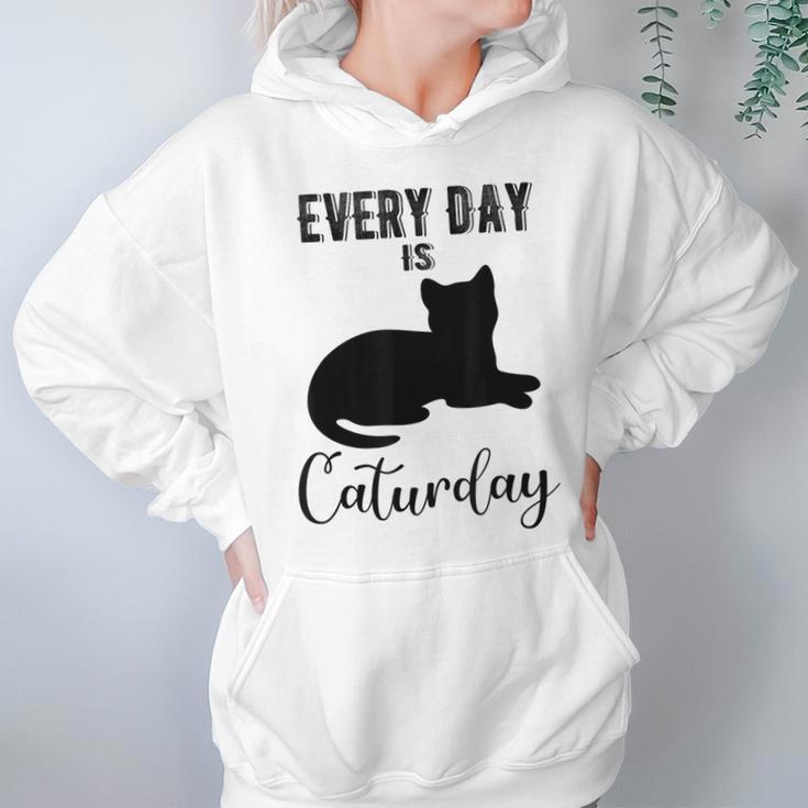 Everyday Is Caturday Funny Black Cat Lovers Gifts Hoodie Gifts for Women