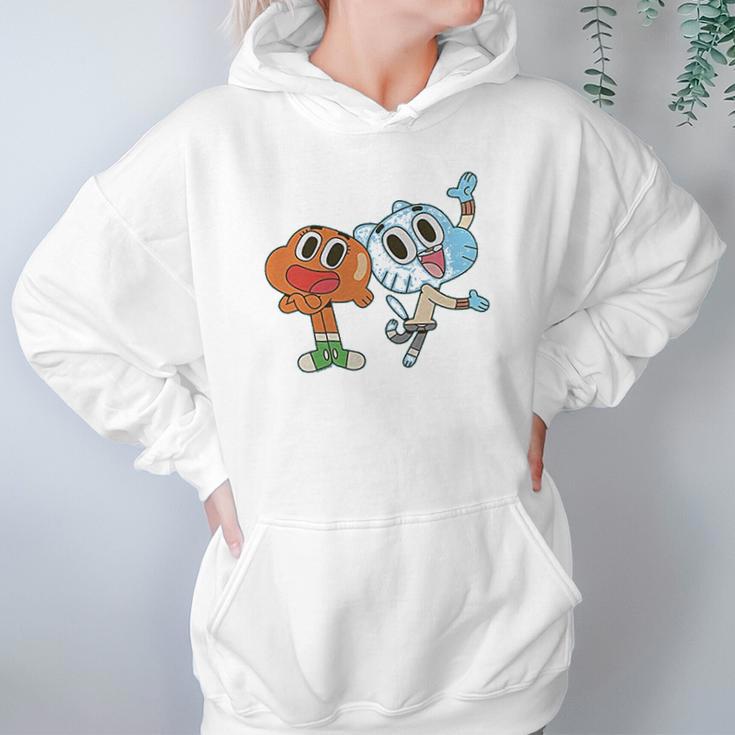 Fifth Sun Girls The Amazing World Of Gumball Darwin And Gumball Grin Hoodie Gifts for Women