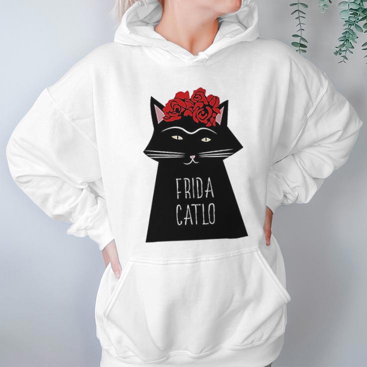 Funny Frida Kahlo Cat Art Hoodie Gifts for Women