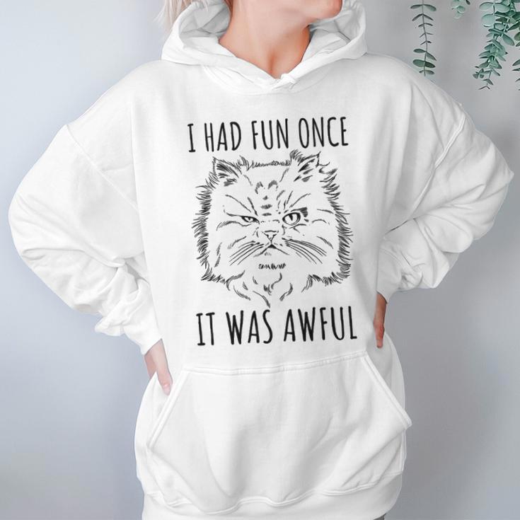 Funny Persian Cat Meme Evil Facial Expression I Had Fun Once Hoodie Gifts for Women