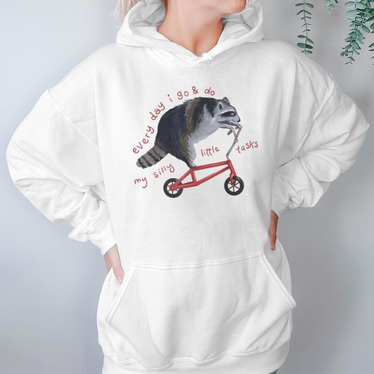 Funny Raccoon On Bike Do Silly Thing Hoodie Gifts for Women