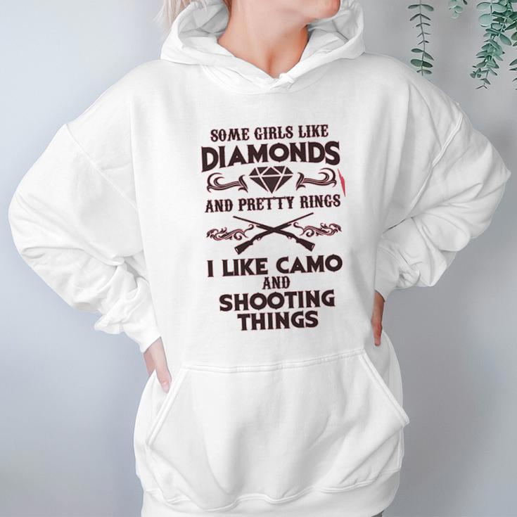 Some Girls Like Diamonds And Pretty Rings I Like Camo Shooting Hoodie Gifts for Women