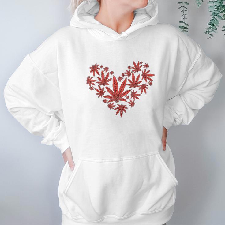 Heart Funny Valentines Day Cannabis 420 Pot Stoner Gift Hoodie Gifts for Women