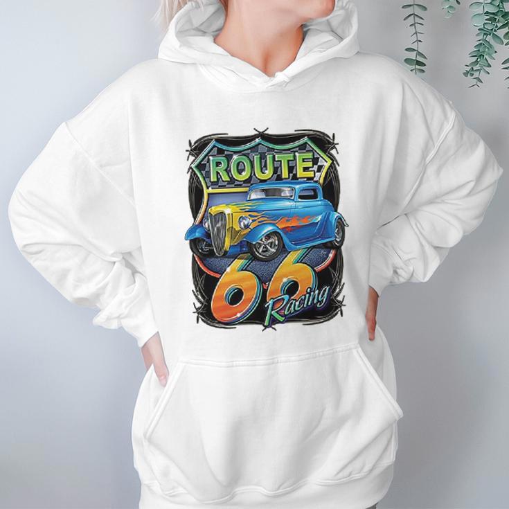 Hot Rod Route 66 Sign American Muscle Classic History Hoodie Gifts for Women