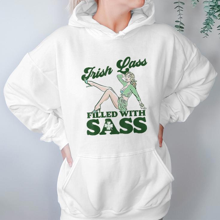 Irish Lass Full Of Sass Funny St Patricks Day Pinup Girl Hoodie Gifts for Women