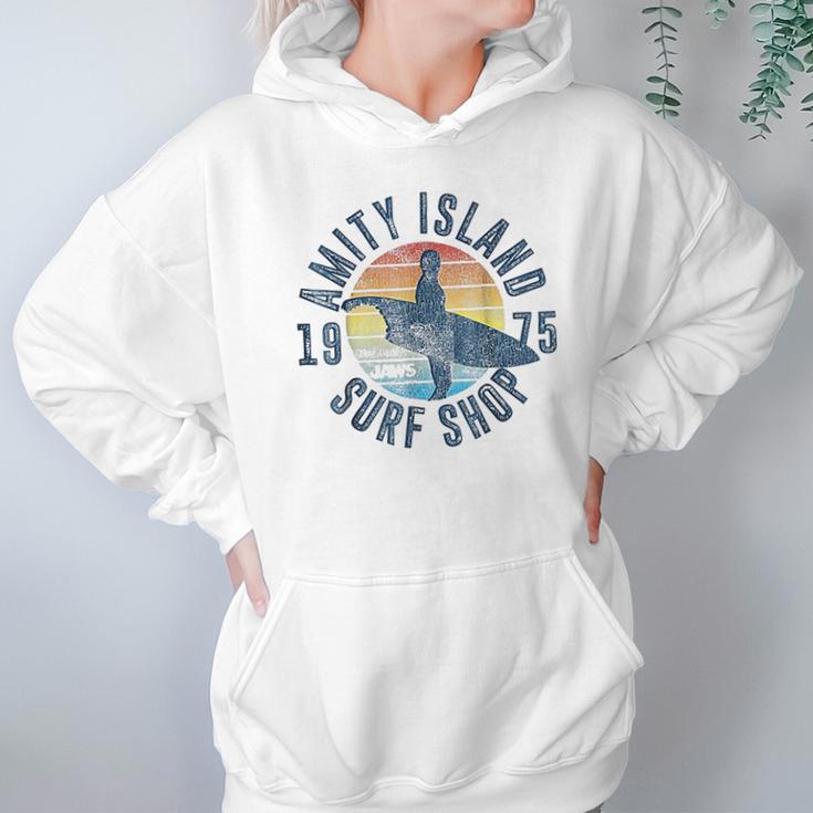 Jaws Amity Island Surf Board Graphic Hoodie Gifts for Women