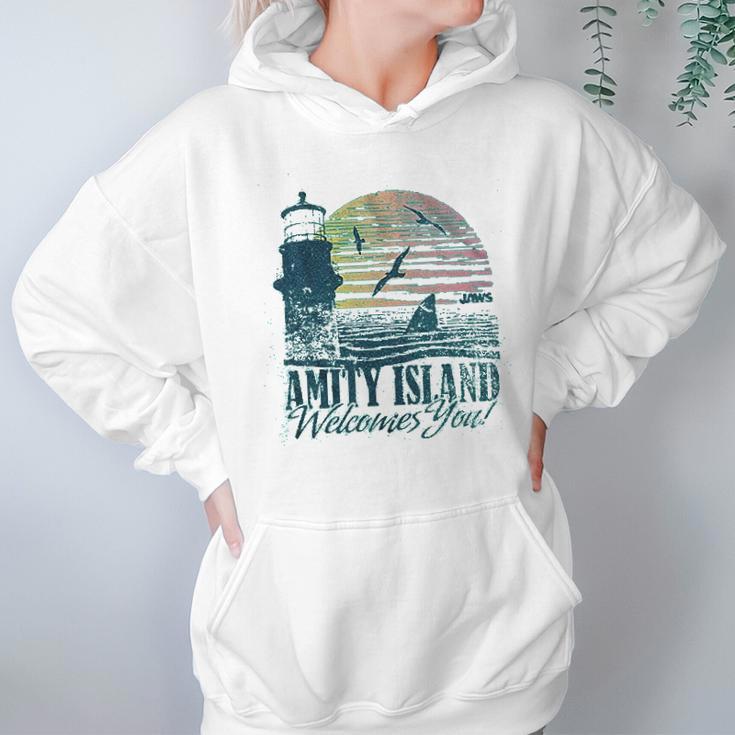 Jaws Amity Island Welcomes You Lighthouse Mahi Heather Hoodie Gifts for Women