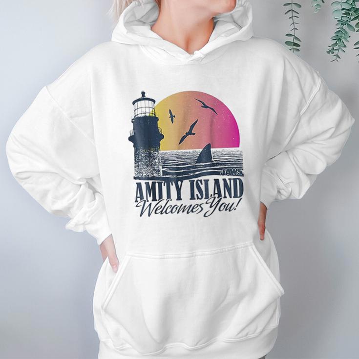 Jaws Sun Set Amity Island Welcomes You Graphic Hoodie Gifts for Women