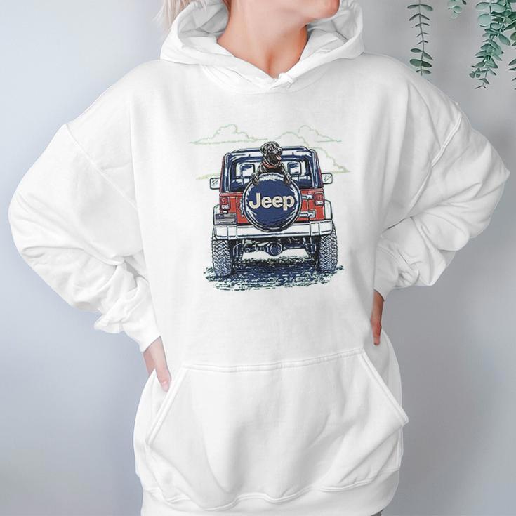 Jeep Copilot Blue Art With Dog Hoodie Gifts for Women