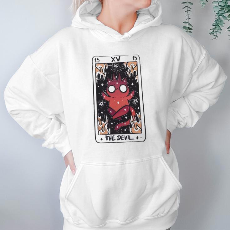 Kawaii Pastel Goth Art The Devil Tarot Cute Demon Cat Creepy Hoodie Gifts for Women