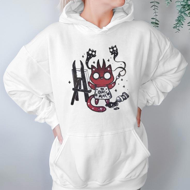 Kawaii Pastel Goth Art Devilish Cute Cat Demon Painting Hoodie Gifts for Women