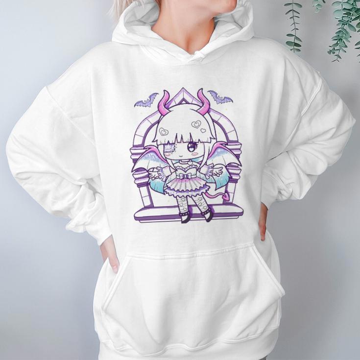 Kawaii Pastel Goth Cute Creepy Girl And Bats Hoodie Gifts for Women