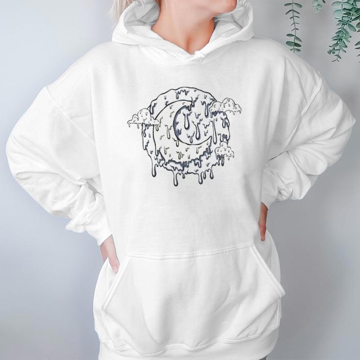 Kawaii Pastel Goth Vaporwave Melting Moon Creepy Aesthetic Hoodie Gifts for Women