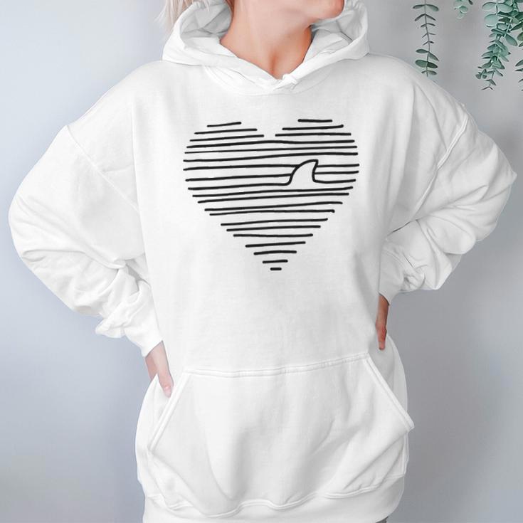 Love Shark Minimalist Line Drawing Shark Fin Hoodie Gifts for Women