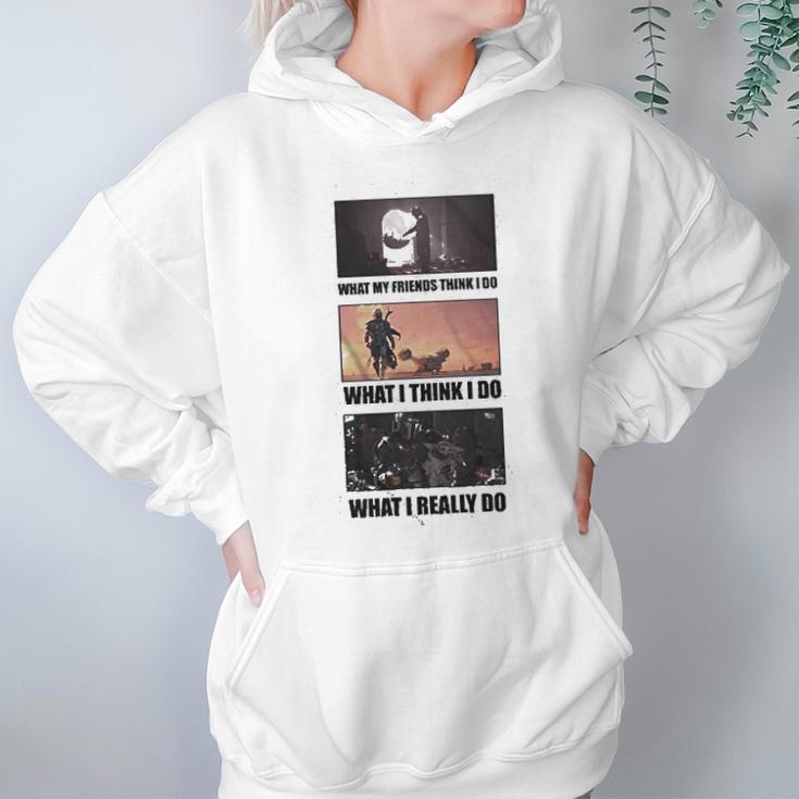 The Mandalorian Child Baby Yoda What I Do Meme Hoodie Gifts for Women