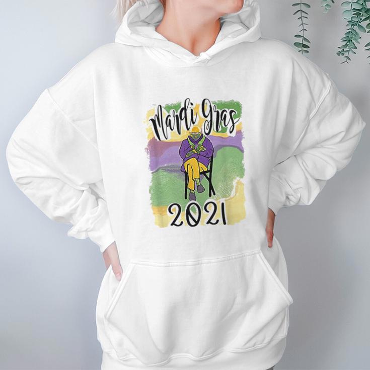 Mardi Gras Cozy Bernie Sanders Sitting Inauguration Funny Hoodie Gifts for Women