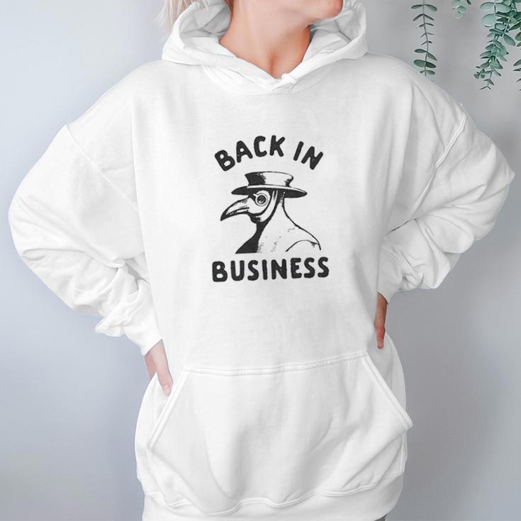 Mens Back In Business Funny Plague Doctor Hoodie Gifts for Women