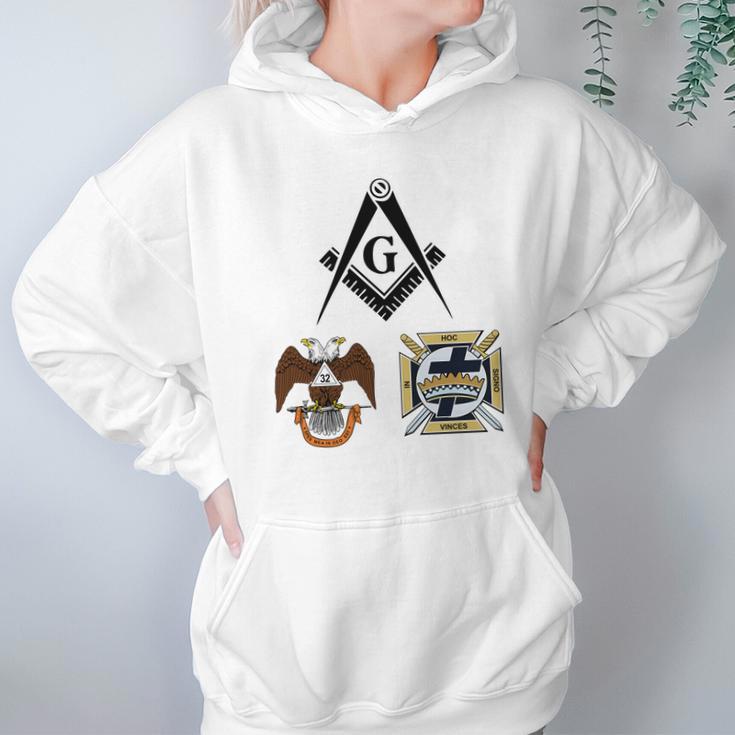 Mens Mason Scottish York Rite Masonic Black Down Hoodie Gifts for Women