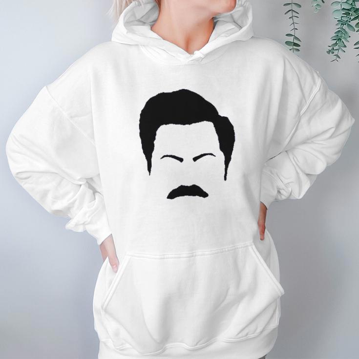 Parks And Rec Fans Ron Swanson Mustache Face Silhouette Hoodie Gifts for Women