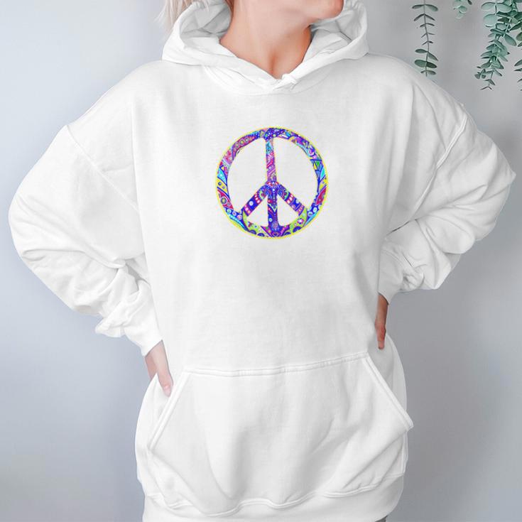 Peace Symbol In Easter Colors For Earth Day Jewel Tone Hoodie Gifts for Women