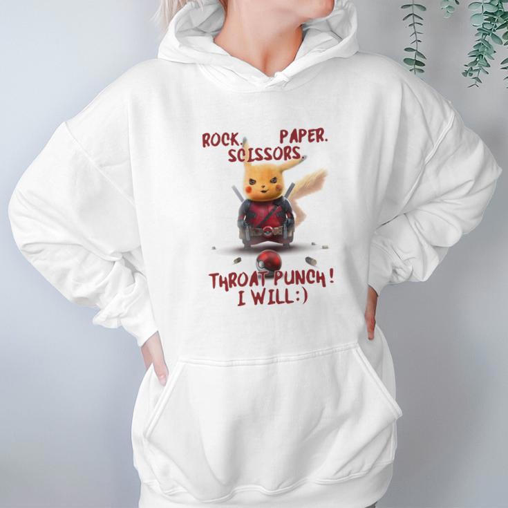 Pikachu Rock Paper Scissors Throat Punch I Will Hoodie Gifts for Women