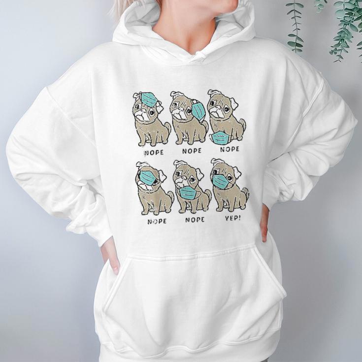 Pug Dog Wearing Face Social Distancing Gift Hoodie Gifts for Women