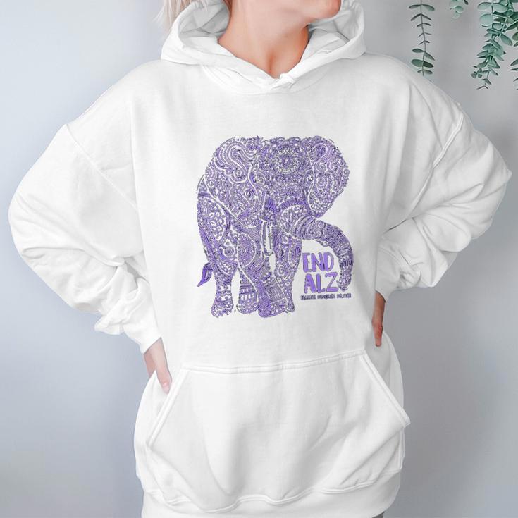 Purple Elephant Alzheimer Awareness Hoodie Gifts for Women