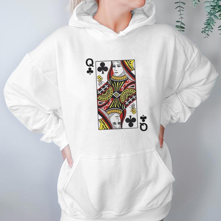 Queen Of Clubs Blackjack Playing Cards Hoodie Gifts for Women