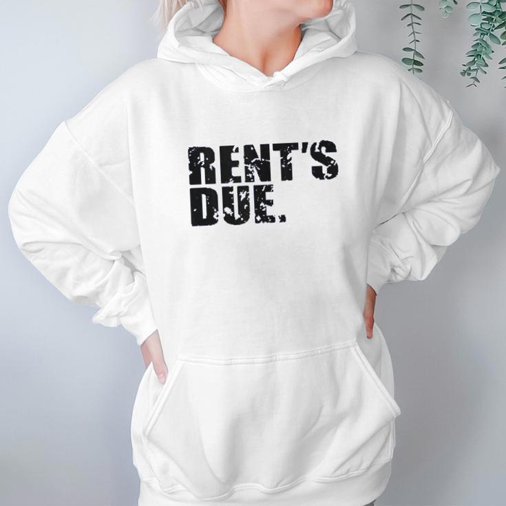 Rents Due Work Hard Bodybuilder Weightlifting Distressed Hoodie Gifts for Women