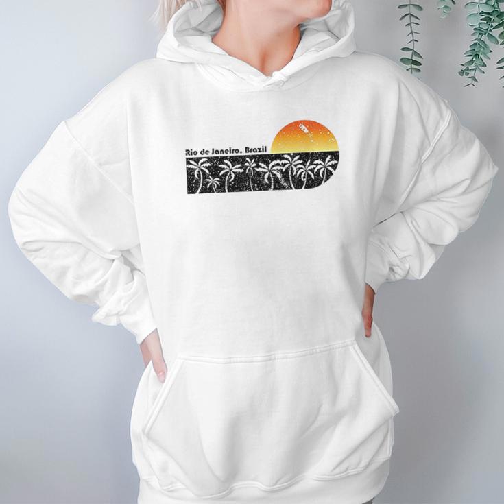 Retro Rio De Janeiro Beach Sunset Hoodie Gifts for Women