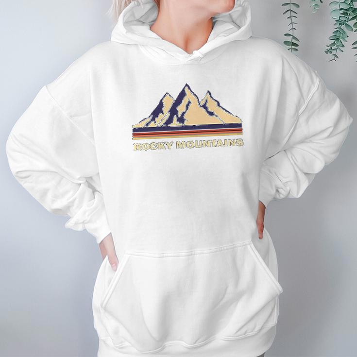 Rocky Mountains Retro Nature British Columbia Hoodie Gifts for Women