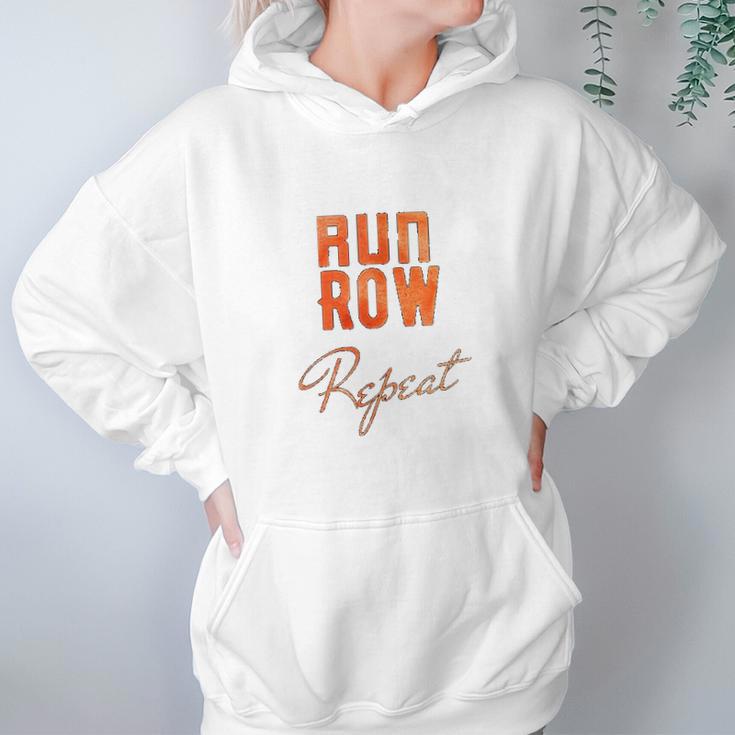 Run Row Repeat Workout With Orange Letters Hoodie Gifts for Women